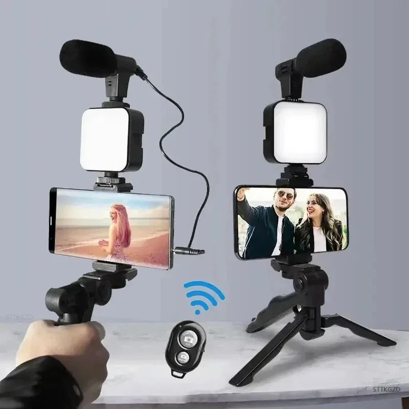 Purilite Select Smartphone Vlogging Kit with Tripod, Phone Holder, Mini Microphone and LED Fill Light – Complete Video Recording Starter Set