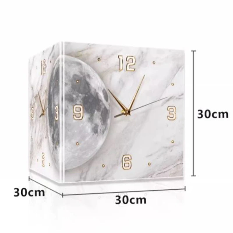 Purilite Select | Acrylic Corner Wall Clock with LED | 12 Inch Modern No-Drill Side Wall Clock for Living Room Decor