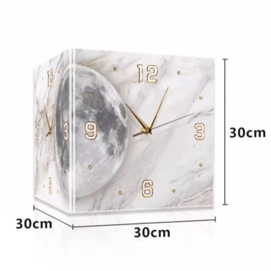 Purilite Select | Acrylic Corner Wall Clock with LED | 12 Inch Modern No-Drill Side Wall Clock for Living Room Decor