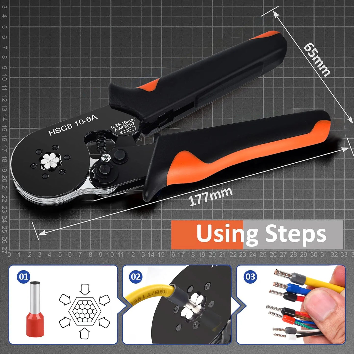 Purilite Select Hexagonal Self-Adjustable Ratchet Ferrule Crimping Tool Kit
