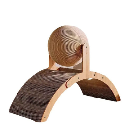 Purilite Select 2 In 1 Cat Scratching Ball Wooden Cat Scratcher | Natural Sisal Scratch Board | Wear-Resistant Paw Training Toy
