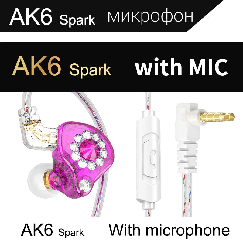 Purilite Select QKZ AK6 Copper Driver HiFi Wired Earphones 3.5MM