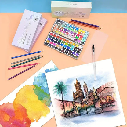 Purilite Select Deluxe 50/100/168-Color Watercolor Paint Set with Brushes & Pencils