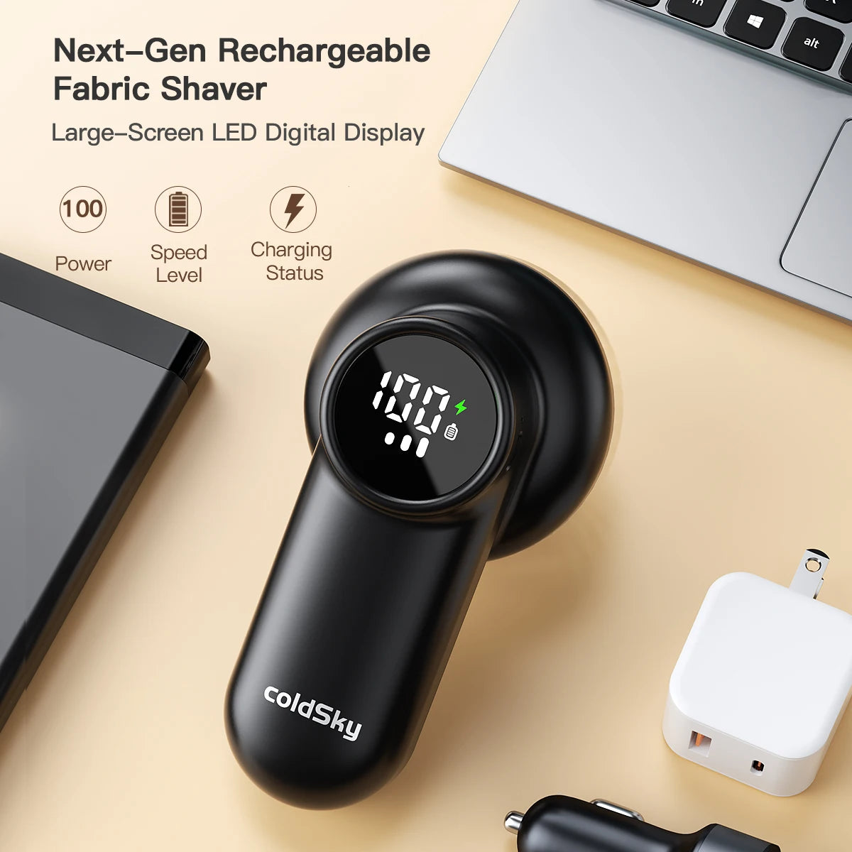 Purilite Select – Electric Lint Remover Rechargeable Lint Remover Clothes Sweater Defuzzer Intelligent Digital Display Lint Shaver Trimmer