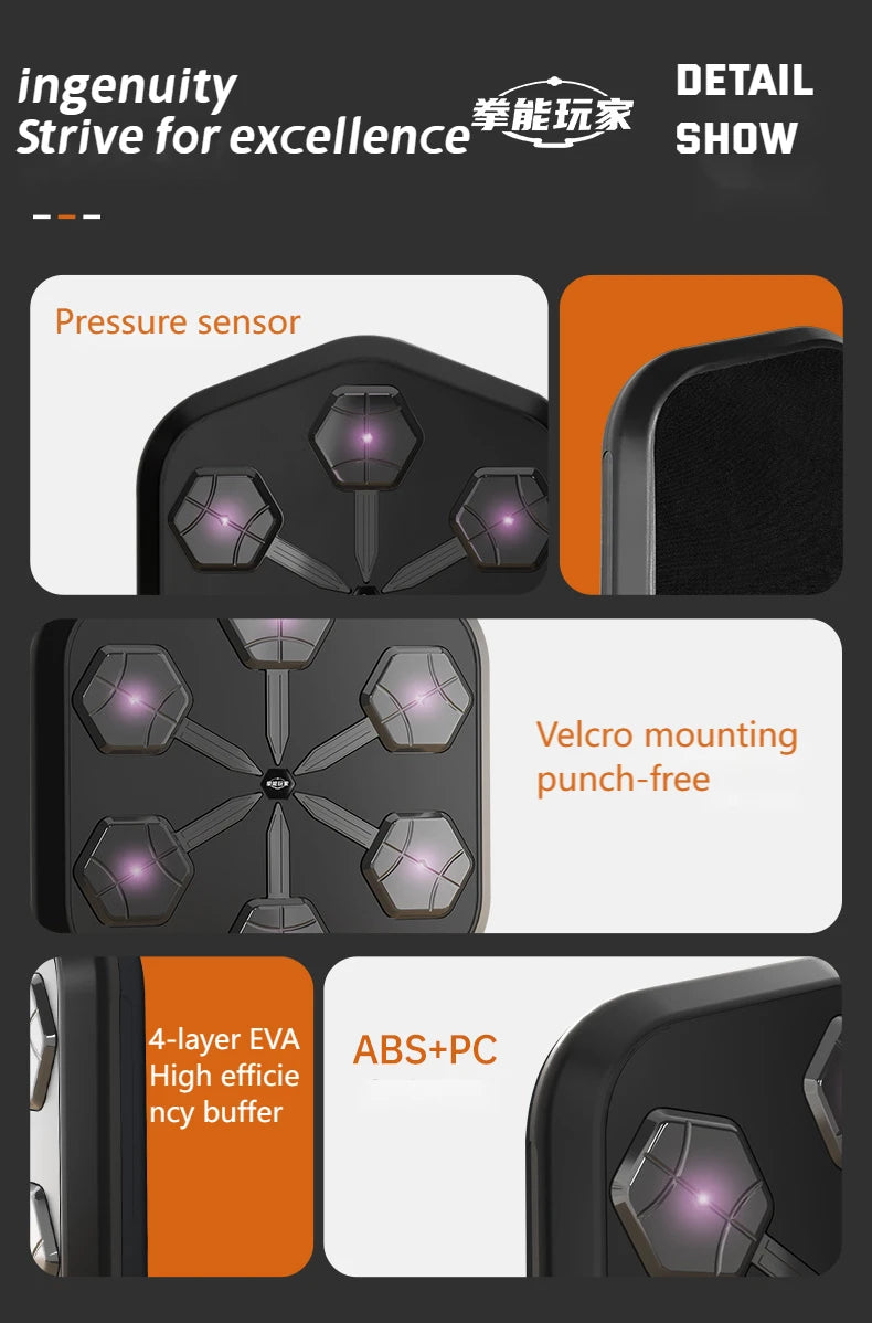 Purilite Select | Rhythmic Boxing Trainer Wall Mounted | Music Reaction Boxing Machine | Home Fitness Training Equipment