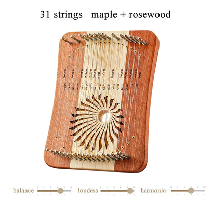 Purilite Select | Wooden Finger Lyre Harp | 17 / 31 Strings Thumb Lyre | Beginner Musical Instrument