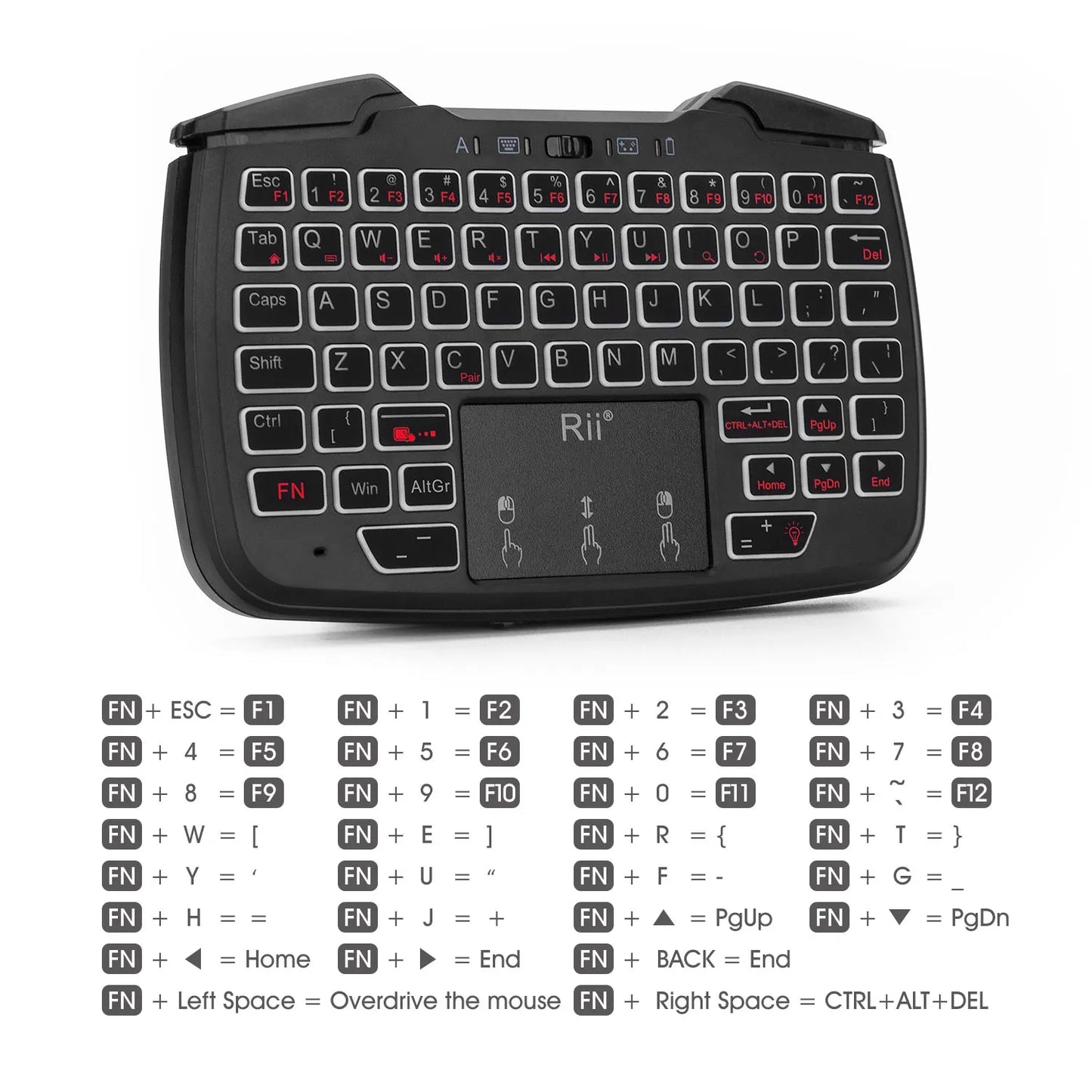 Purilite Select RK707 2.4GHz Wireless Portable Game Controller Keyboard Mouse Combo