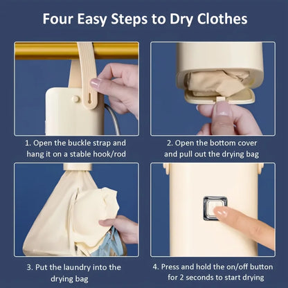 Purilite Select Mini Portable Foldable Electric Dryer | Fast Drying Travel Dryer | Compact Apartment Dryer with Timer