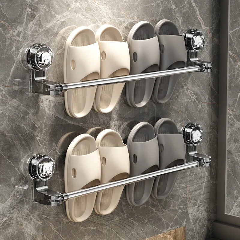 Purilite Select Suction Cup Retractable Towel Bar pair | Wall Mounted Non-Drill Adjustable Holder | Waterproof Multipurpose Rack Set of 2