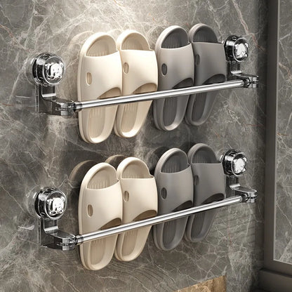 Purilite Select Suction Cup Retractable Towel Bar pair | Wall Mounted Non-Drill Adjustable Holder | Waterproof Multipurpose Rack Set of 2