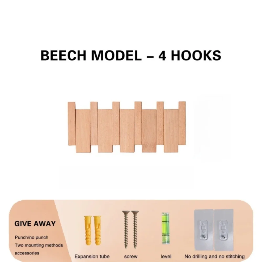 Purilite Select Creative Wall Mounted Wood Coat Rack | Piano Key Shaped 8 Hooks | Hats and Jacket Organizer | Entry Door and Home Decor