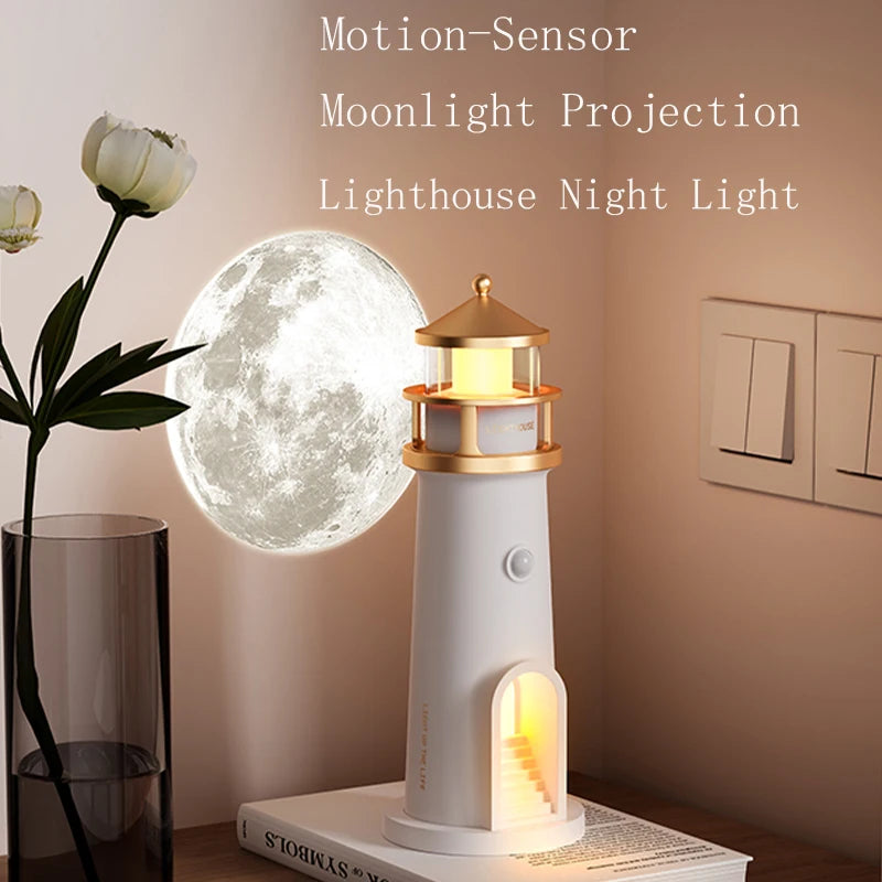 Purilite Select Moon Projection Lighthouse Lamp | Motion Sensor Night Light | Remote Control Ambient Lamp | Bluetooth Music Light