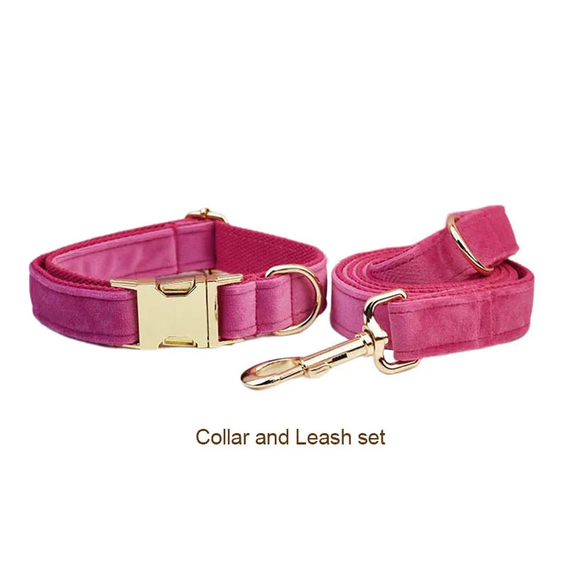 Purilite Select Rose Red Velvet Dog Collar & Leash Set