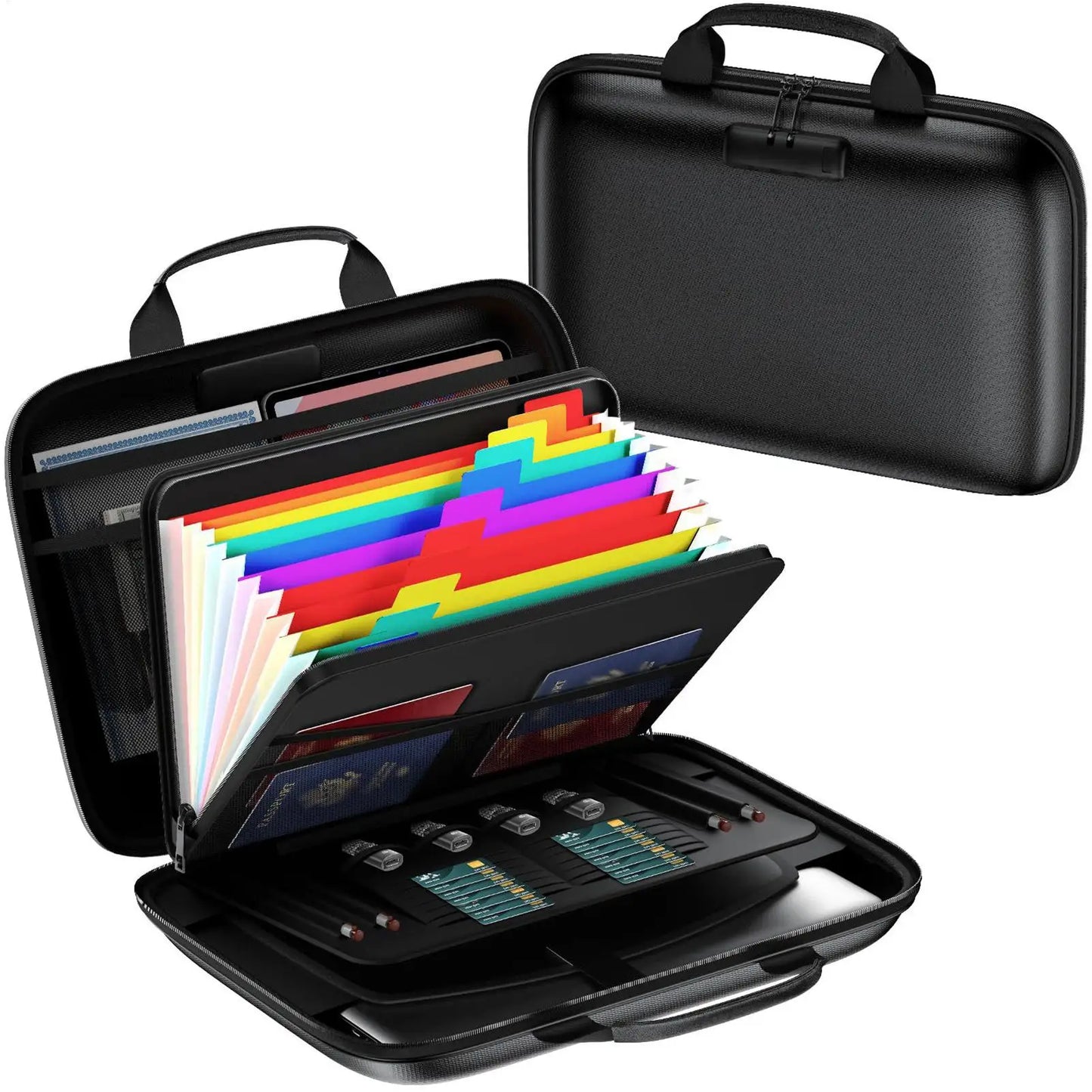 Purilite Select Fireproof Document Bag with Lockable Zipper – 13 Pocket Accordion File Organizer Travel Case
