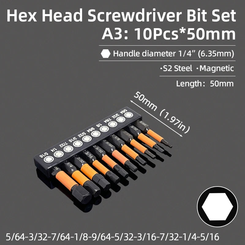 Purilite Select Hex Head Allen Wrench Screwdriver Bit Set
