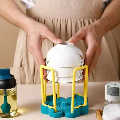 Purilite Select Retractable Bowl Holder Kitchen Organizer | Drainable Cabinet Dish Rack | Space-Saving Storage | Removable Water Cup Holder | PP Plastic Kitchen Accessory