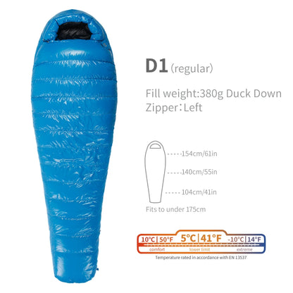 Purilite Select Lightweight Duck Down Winter Sleeping Bag | Compact Backpacking & Camping Mummy Sleeping Bag