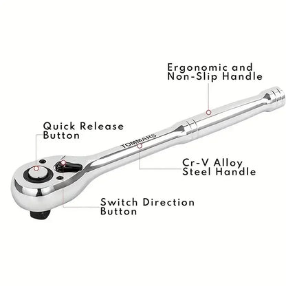 Purilite Select 1/4, 3/8, 1/2 Inch Drive Stubby Ratchet Set