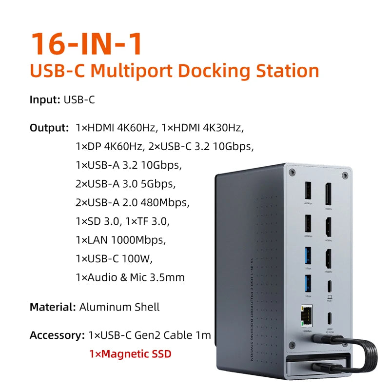 Purilite Select 16-in-1 USB-C Docking Station