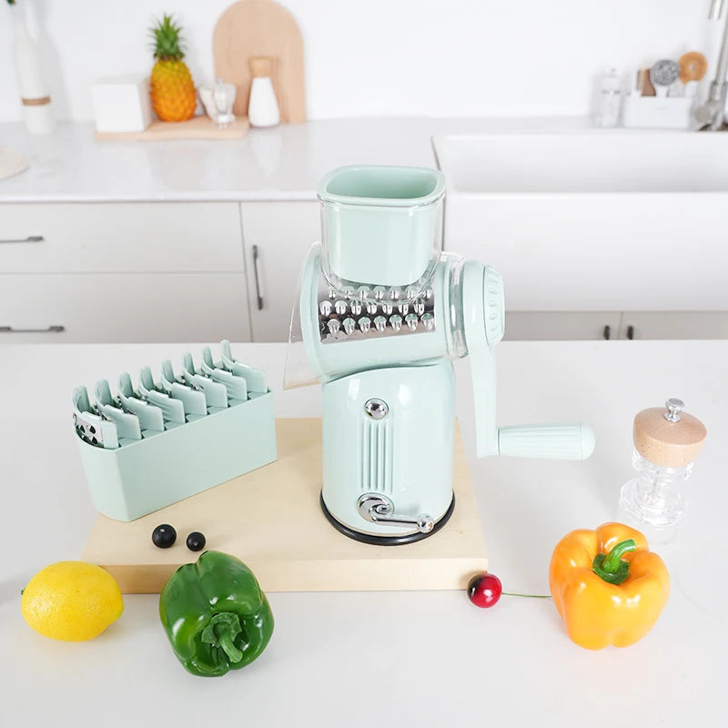 Purilite Select 5-Blade Manual Rotary Vegetable Grater Cheese Nut Cutter Multifunctional Mandolin Slicer