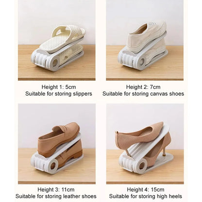 Purilite Select | Adjustable Shoe Slots Organizer | Double Layer Space Saver Shoe Stacker for Closet Organization