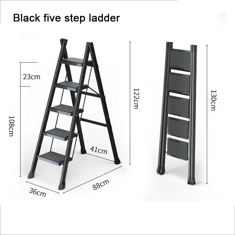 Purilite Select Folding Lightweight Step Ladder | Portable Kitchen Step Stool | Anti-Slip Pedal Ladder for Adults | Multi-Functional Closet Stool