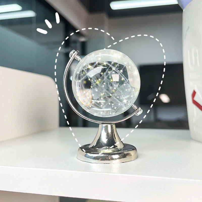 Purilite Select Crystal Globe Ornament | Transparent Glass Earth Ball | Mini World Decor | Educational Display Gift