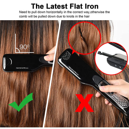 Purilite Select Professional Steam Hair Straightener | Ceramic Tourmaline Vapor Flat Iron Brush with Ionic Technology