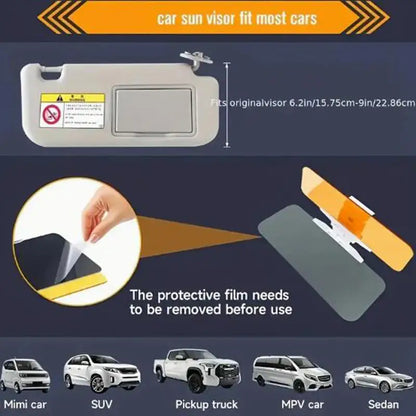 Purilite Select HD Car Sun Visor Day Night Anti-Glare UV Protection Adjustable Driving Visor Extension