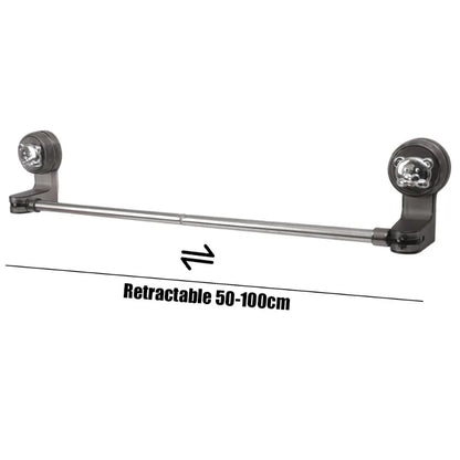 Purilite Select Suction Cup Retractable Towel Bar pair | Wall Mounted Non-Drill Adjustable Holder | Waterproof Multipurpose Rack Set of 2
