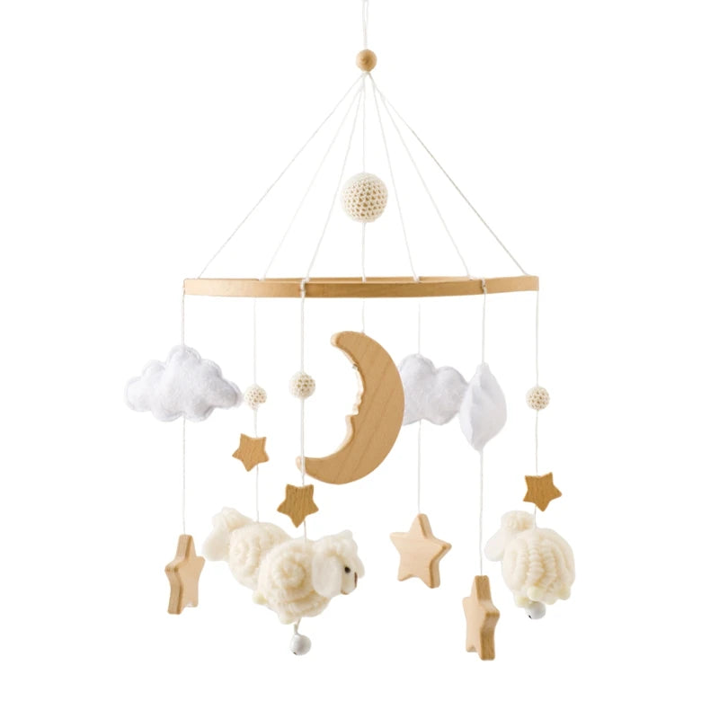 Purilite Select Wooden Baby Crib Mobile | Crochet Star Hanging Bed Bell | Nursery Rattle Decoration | Newborn Comfort Toy