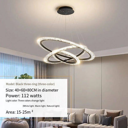 Purilite Select Three-Ring Crystal Chandelier