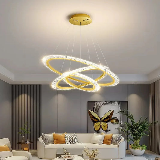 Purilite Select Three-Ring Crystal Chandelier