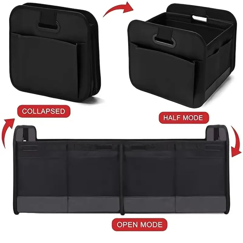 Purilite Select Collapsible Car Trunk Storage Box, 600D Oxford Fabric SUV Cargo Organizer with Multiple Compartments & Reinforced Handles