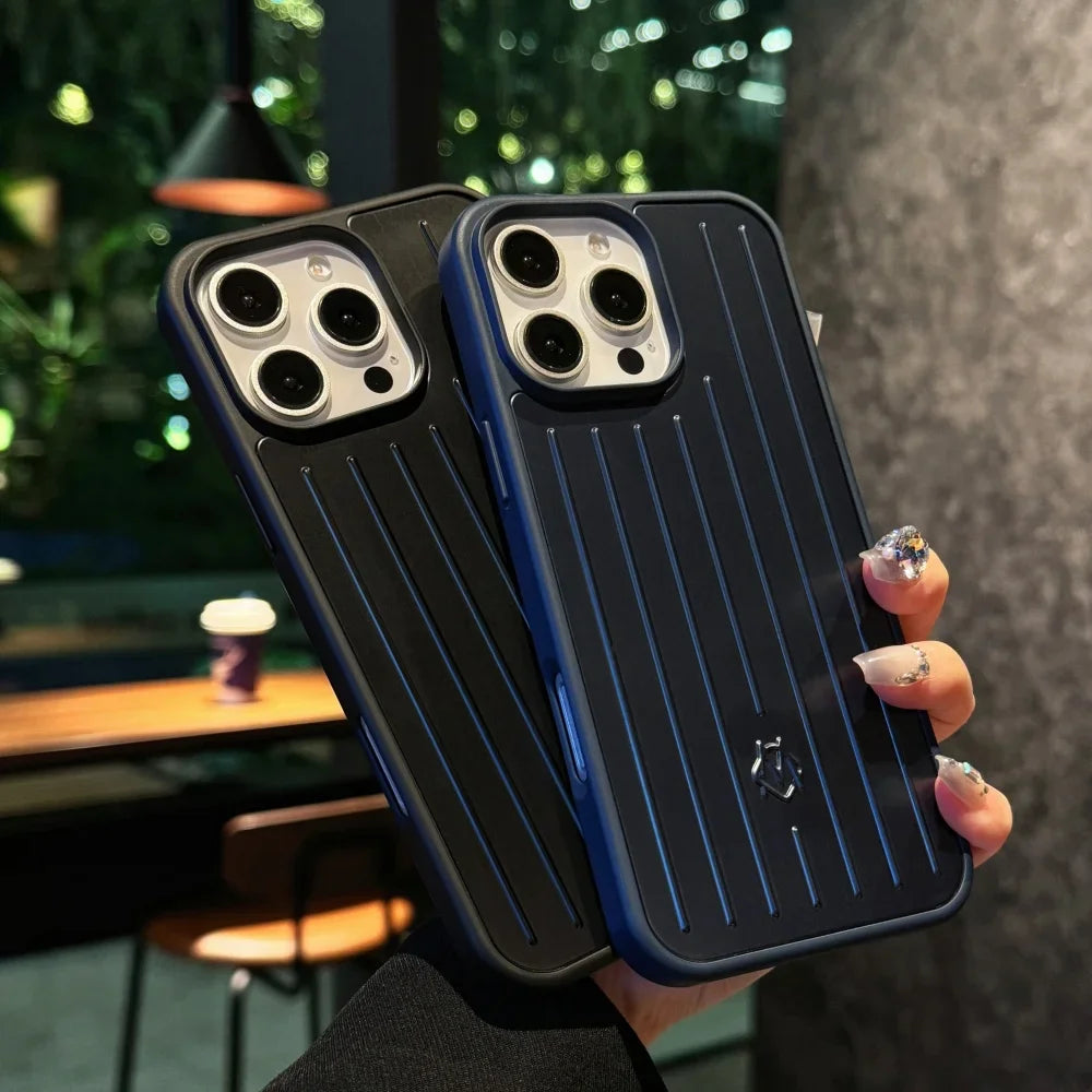 Purilite Select 3D Corrugated Stripe Luxury Business Luggage Case for iPhone 16/15/14/13 Pro Max
