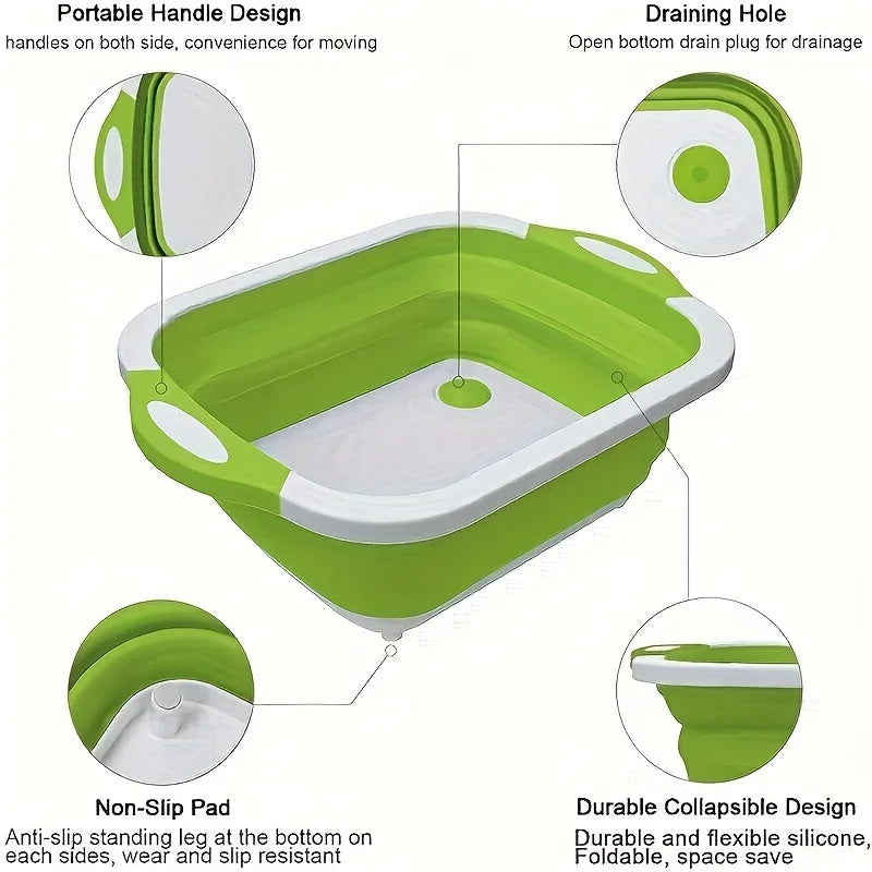 Purilite Select Portable Folding Basin | Space Saving Sink with Storage | Travel Camping Home Multi-Purpose Wash Basin