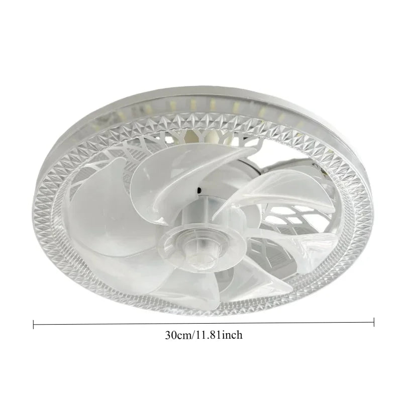 Purilite Select Modern Flush Mount Ceiling Fan with Light | Remote Control | Stepless Color Change | Low Profile Bedroom Fan Light