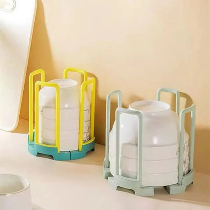 Purilite Select Retractable Bowl Holder Kitchen Organizer | Drainable Cabinet Dish Rack | Space-Saving Storage | Removable Water Cup Holder | PP Plastic Kitchen Accessory