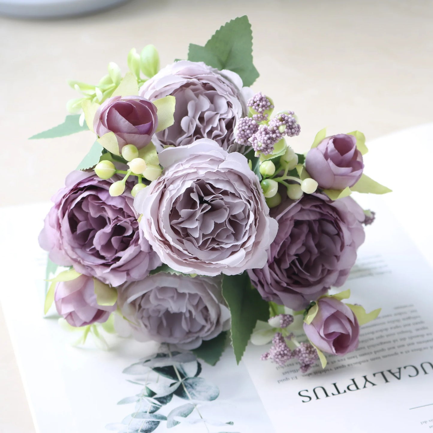 Purilite Select Artificial White Silk Peonies