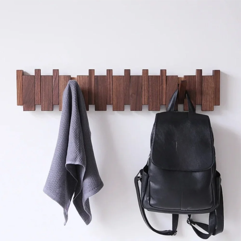 Purilite Select Creative Wall Mounted Wood Coat Rack | Piano Key Shaped 8 Hooks | Hats and Jacket Organizer | Entry Door and Home Decor