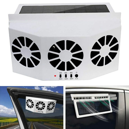Purilite Select Solar Powered Car Exhaust Fan Triple Ventilation Window Mounted Heat Removal Fan