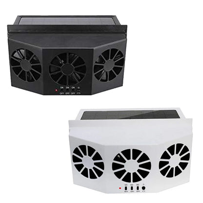 Purilite Select Solar Powered Car Exhaust Fan Triple Ventilation Window Mounted Heat Removal Fan