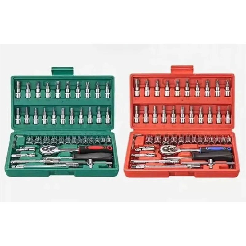 Purilite Select 46-Piece Socket & Wrench Combination Set — Professional Car, Motorcycle & Household Tool Kit