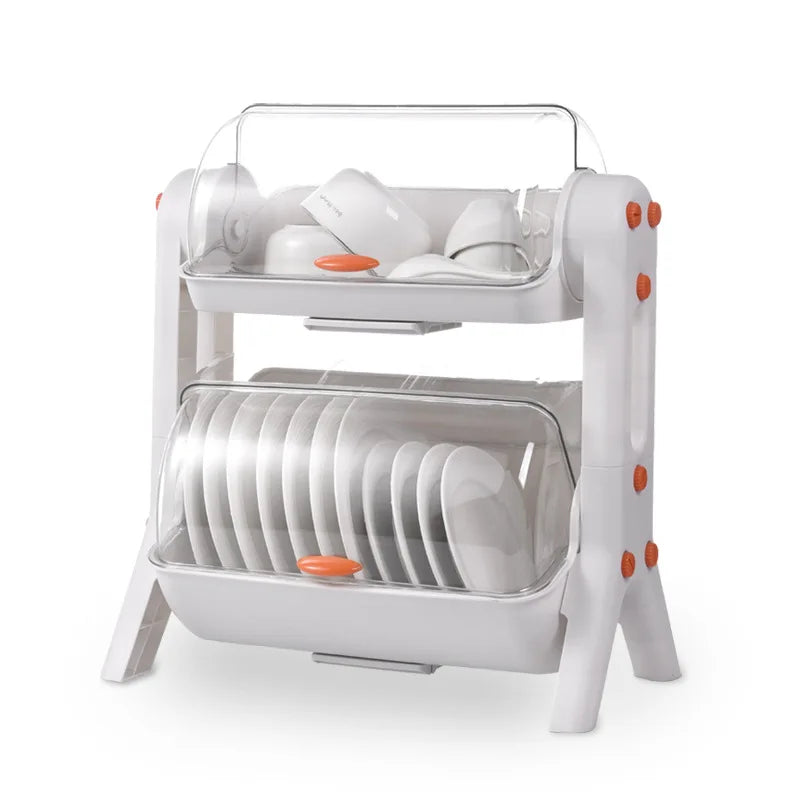 Purilite Select Covered Drain Dish Rack | Multi-Purpose Kitchen Storage Organizer with Lid