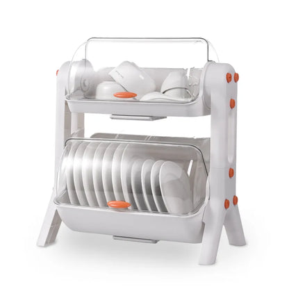 Purilite Select Covered Drain Dish Rack | Multi-Purpose Kitchen Storage Organizer with Lid