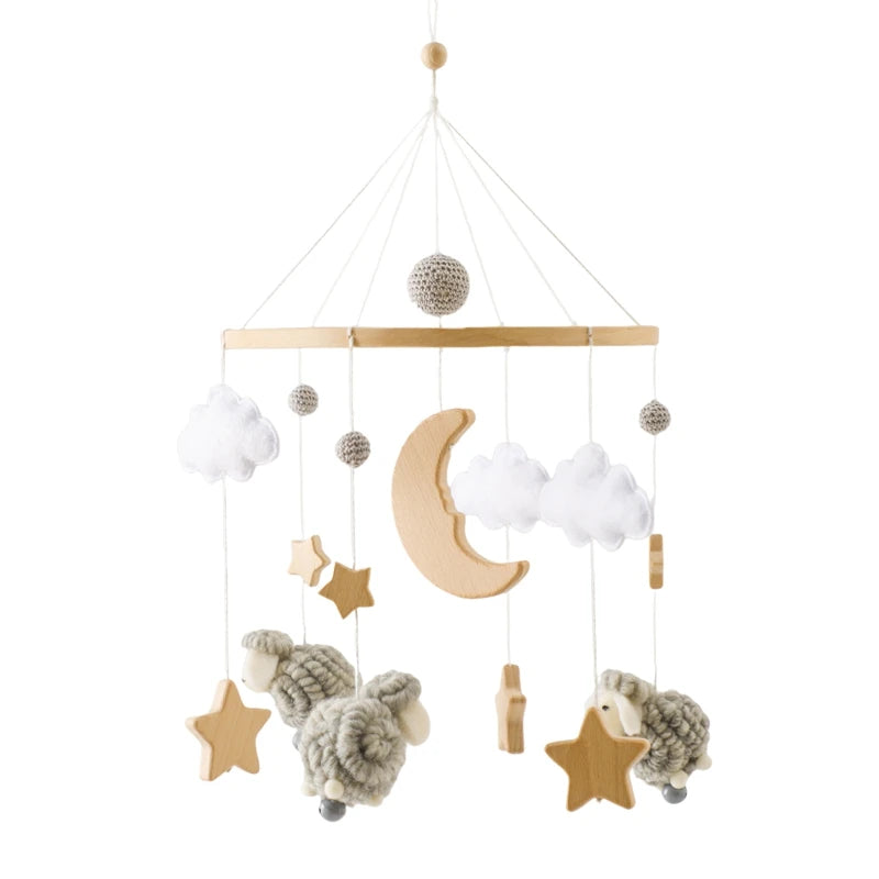 Purilite Select Wooden Baby Crib Mobile | Crochet Star Hanging Bed Bell | Nursery Rattle Decoration | Newborn Comfort Toy