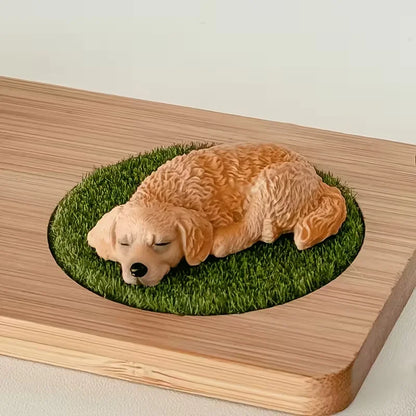 Purilite Select Sleeping Dog Figurine Decoration Set of 3 Realistic Golden Retriever and Labrador Desktop Car Dashboard Display Ornaments