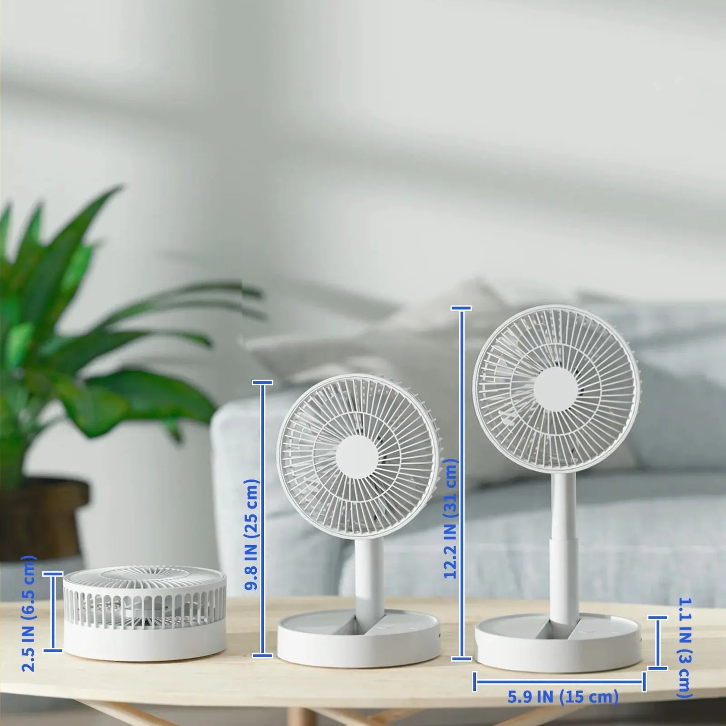 Purilite Select USB Foldable Mini Fan | 4 Speed Portable Table Fan | Battery Operated with Timer for Indoor & Outdoor Use