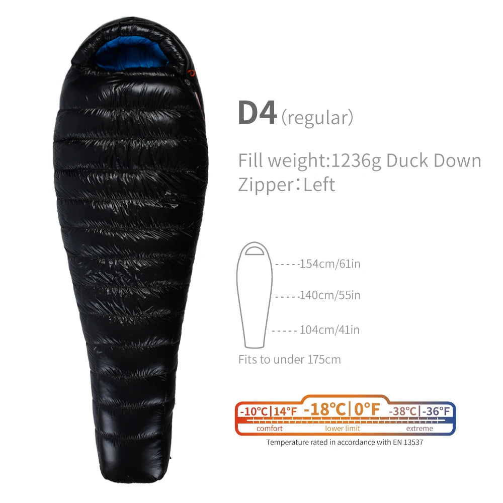 Purilite Select Ultralight Duck Down Sleeping Bag | 3-Season Camping & Hiking Mummy Sleeping Bag