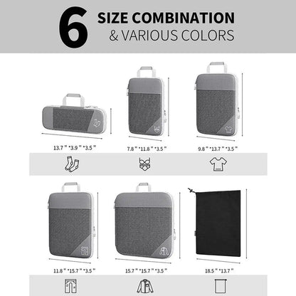 Purilite Select 6‑Piece Travel Organizer Compression Packing Cubes Set